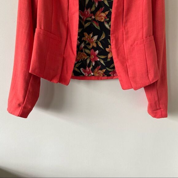 Covet-deep Coral Puff Sleeve Lightweight Blazer (Size:Small) - Picture 7 of 11